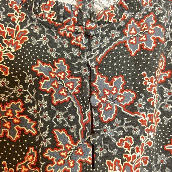 Loft Plus Womens Midi Dress Size 20 Gray Rust Floral Print Long Sleeve Rayon - Picture 3 of 6